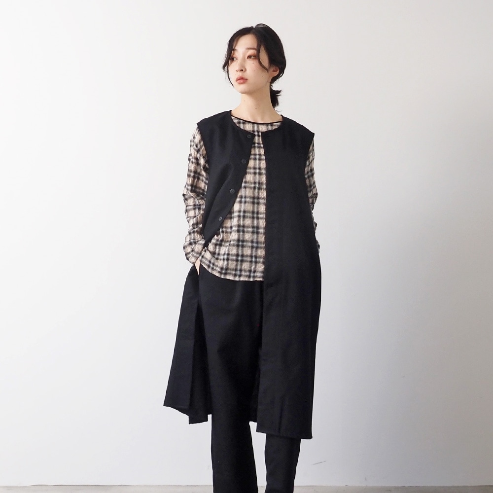 NARU(ナル) ウールリサイクルクロス ロングジレ 666905