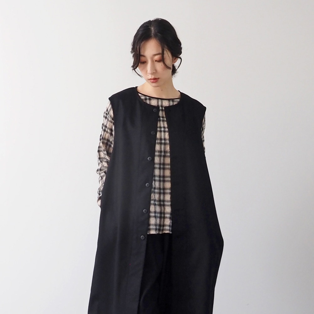 NARU(ナル) ウールリサイクルクロス ロングジレ 666905