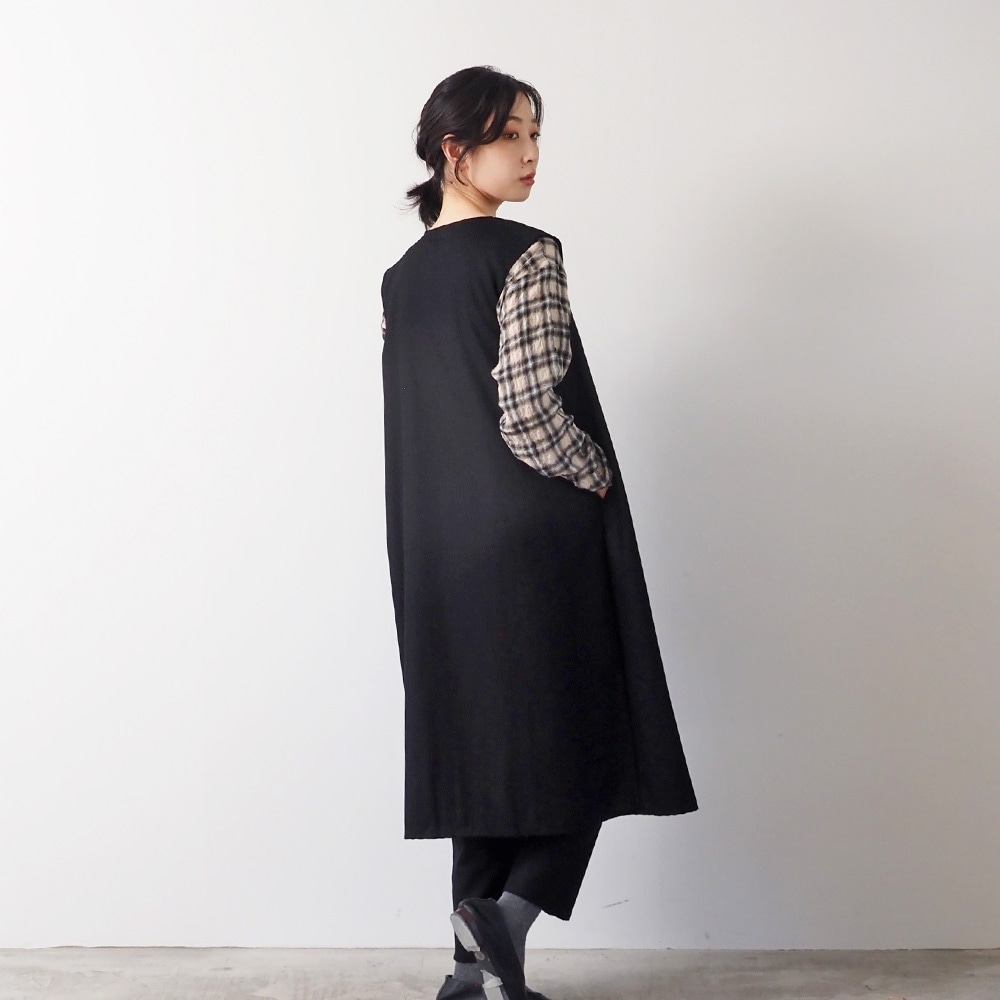 NARU(ナル) ウールリサイクルクロス ロングジレ 666905