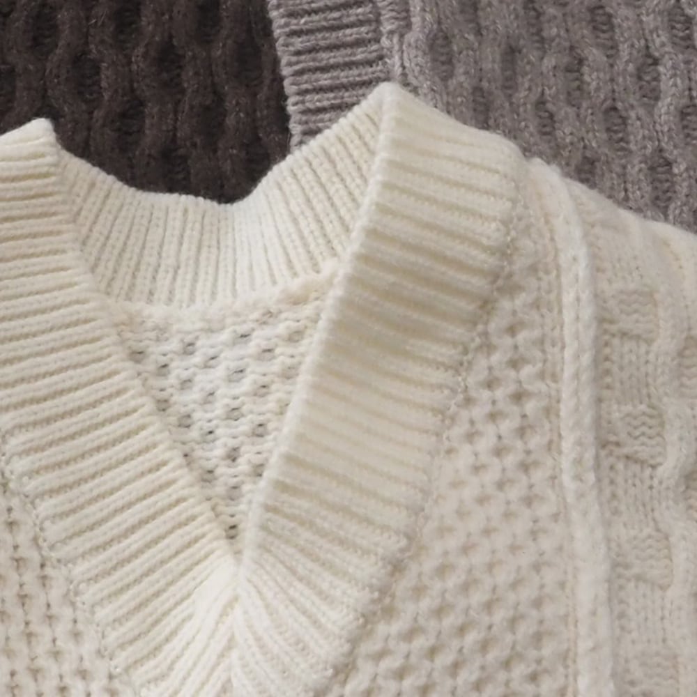 NARU(ナル) NATURAL COLORED WOOL 柄編みニットベスト 665405