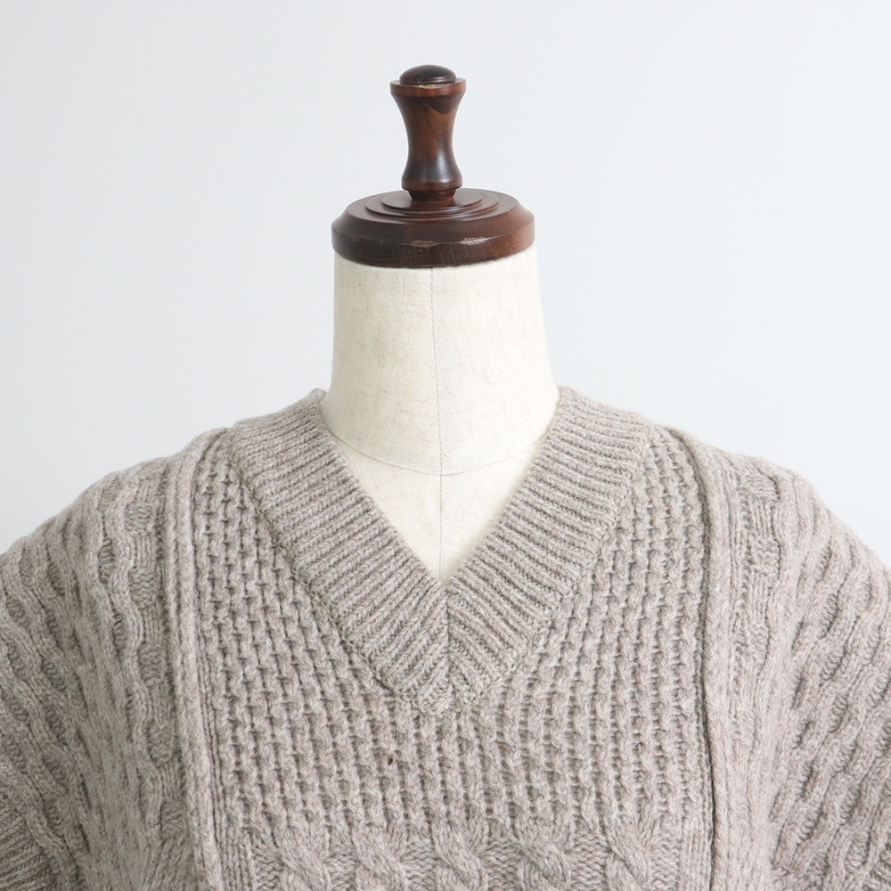 NARU(ナル) NATURAL COLORED WOOL 柄編みニットベスト 665405