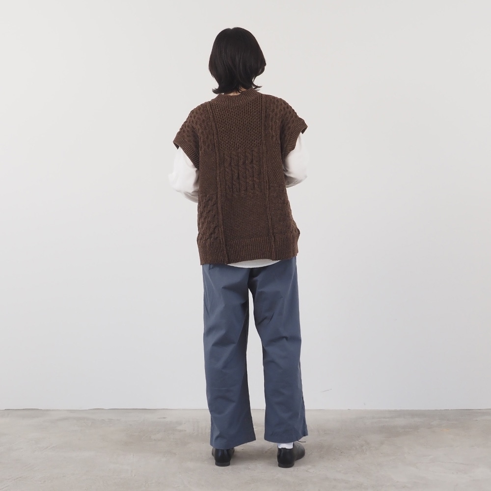 NARU(ナル) NATURAL COLORED WOOL 柄編みニットベスト 665405