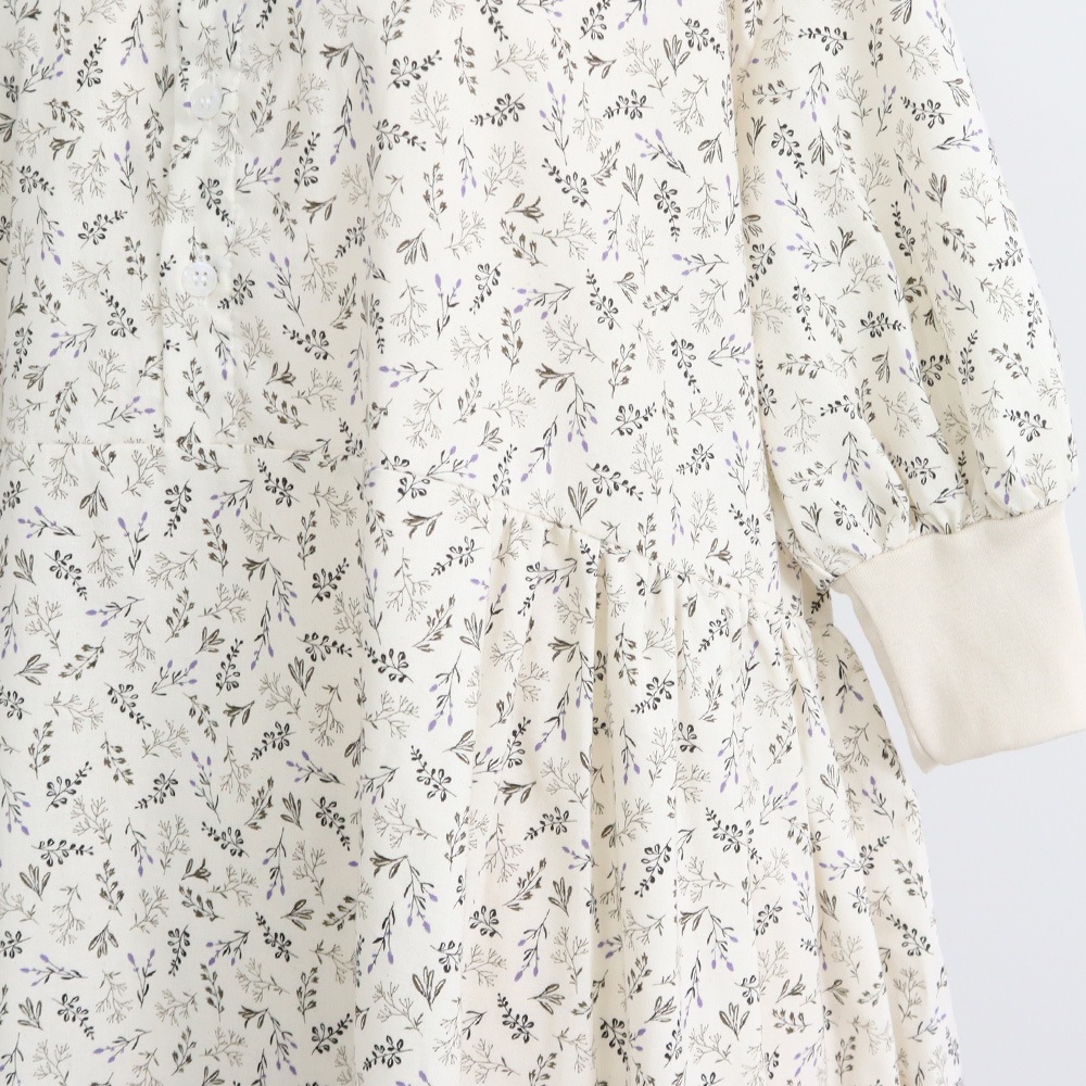 NARU(ナル) スケアコットンメランコリーフラワー ハンドベルワンピース 670920