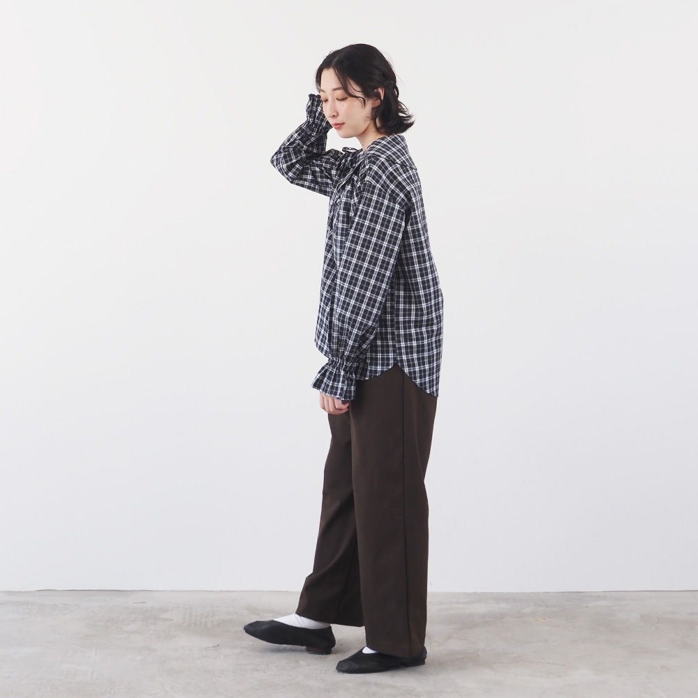 NARU(ナル) 40タータン スキッパーリボンブラウス 665830