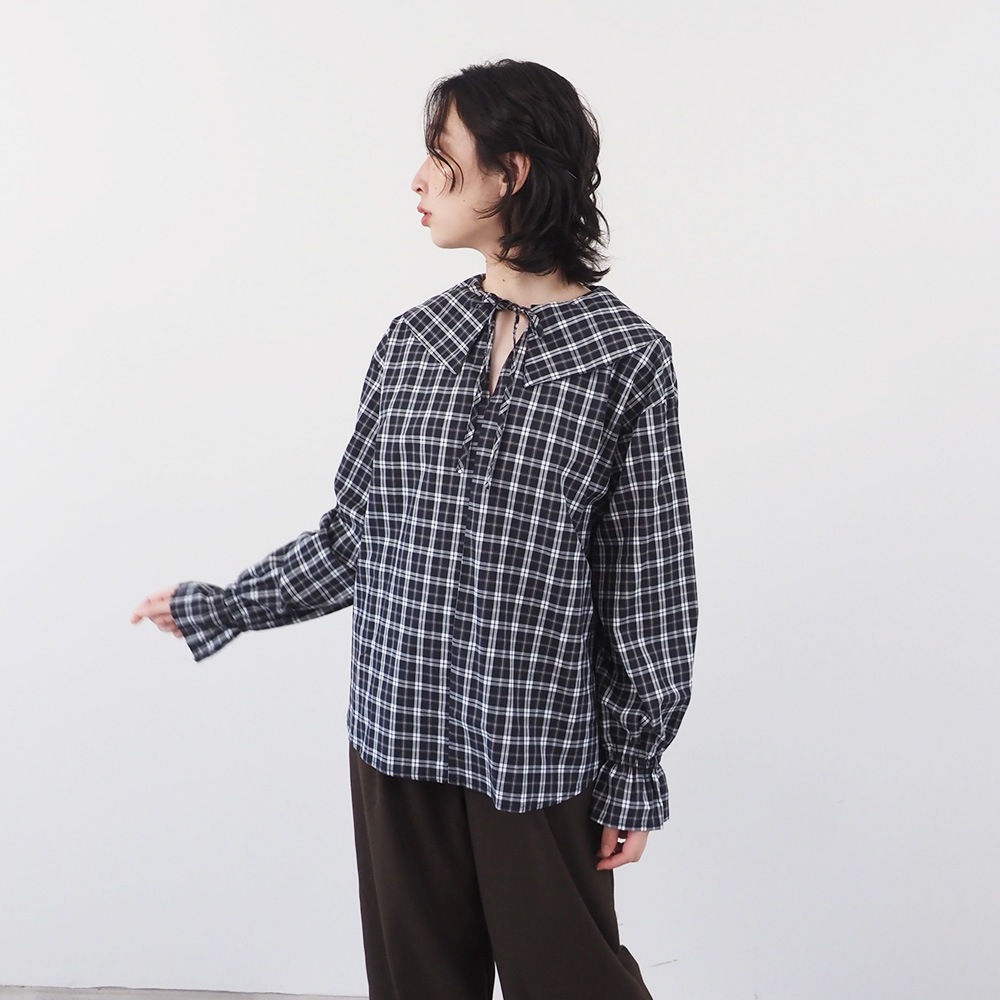 NARU(ナル) 40タータン スキッパーリボンブラウス 665830