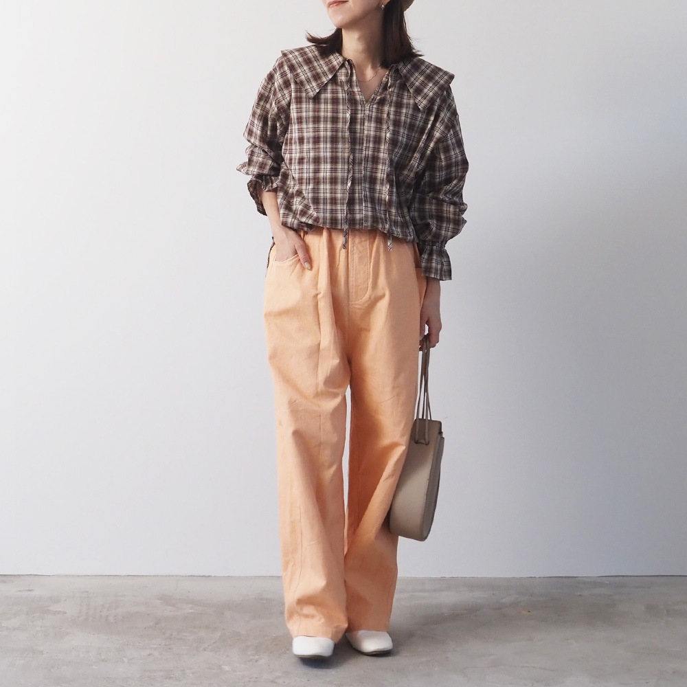 NARU(ナル) 40タータン スキッパーリボンブラウス 665830