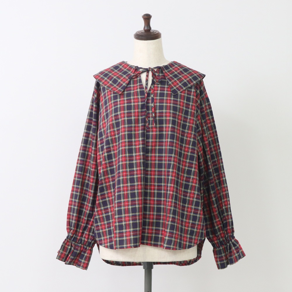 NARU(ナル) 40タータン スキッパーリボンブラウス 665830