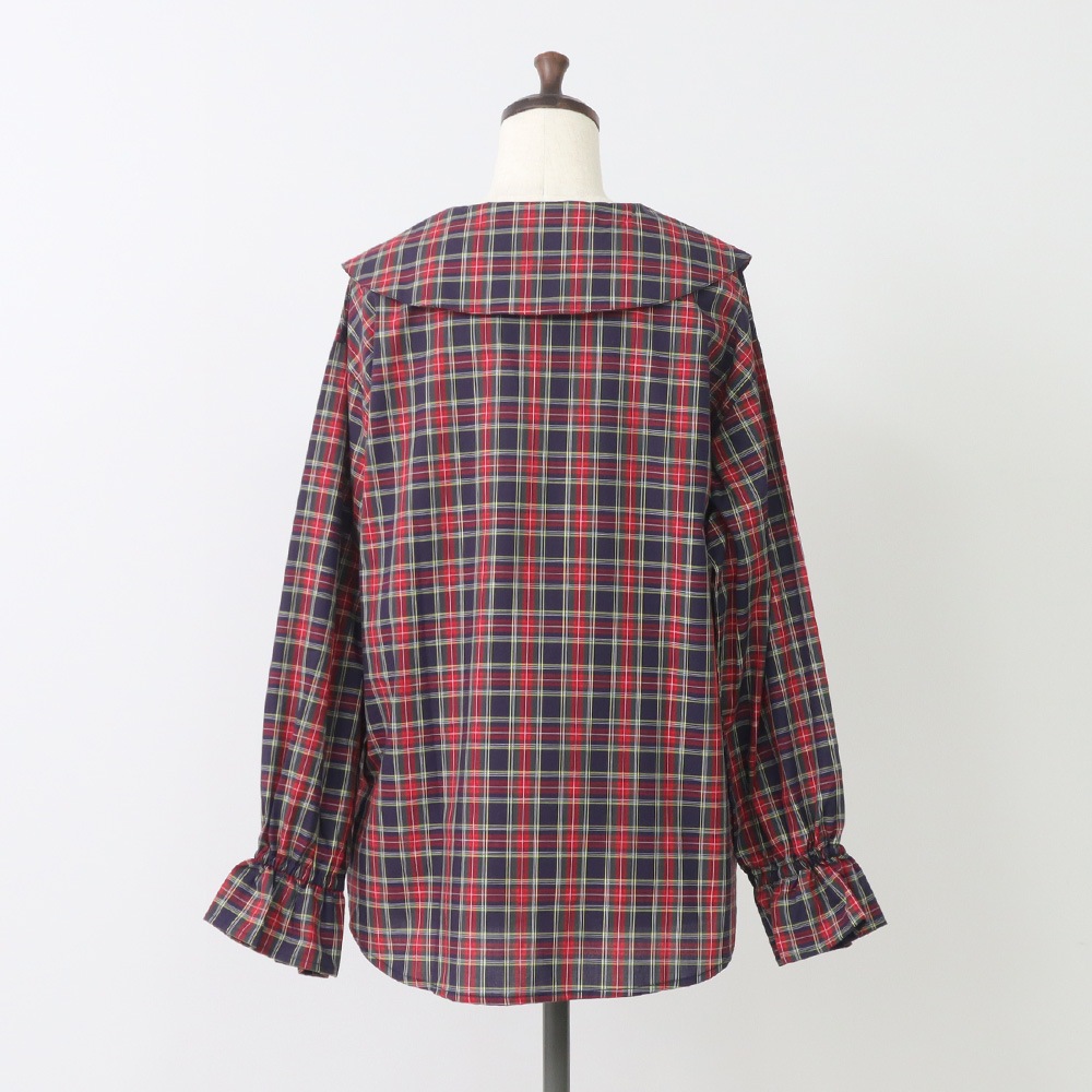 NARU(ナル) 40タータン スキッパーリボンブラウス 665830