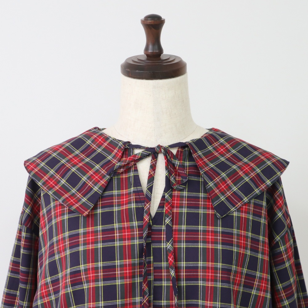 NARU(ナル) 40タータン スキッパーリボンブラウス 665830