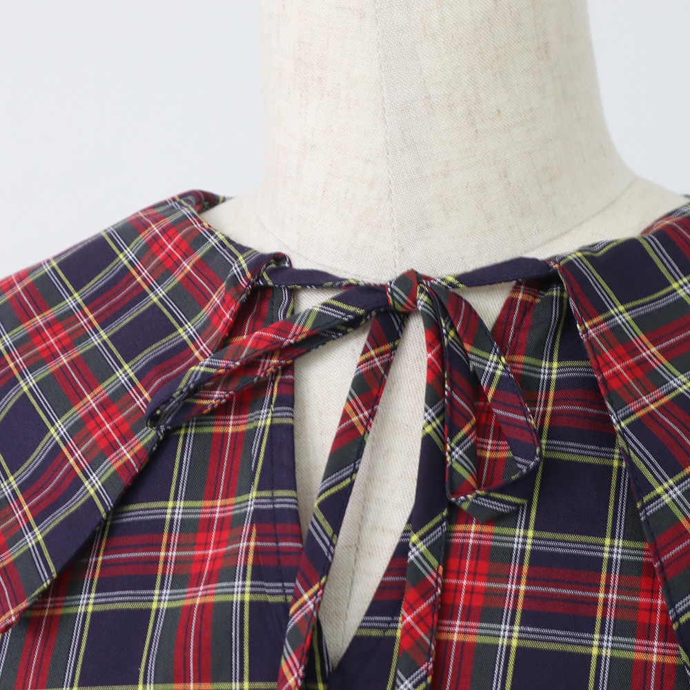 NARU(ナル) 40タータン スキッパーリボンブラウス 665830