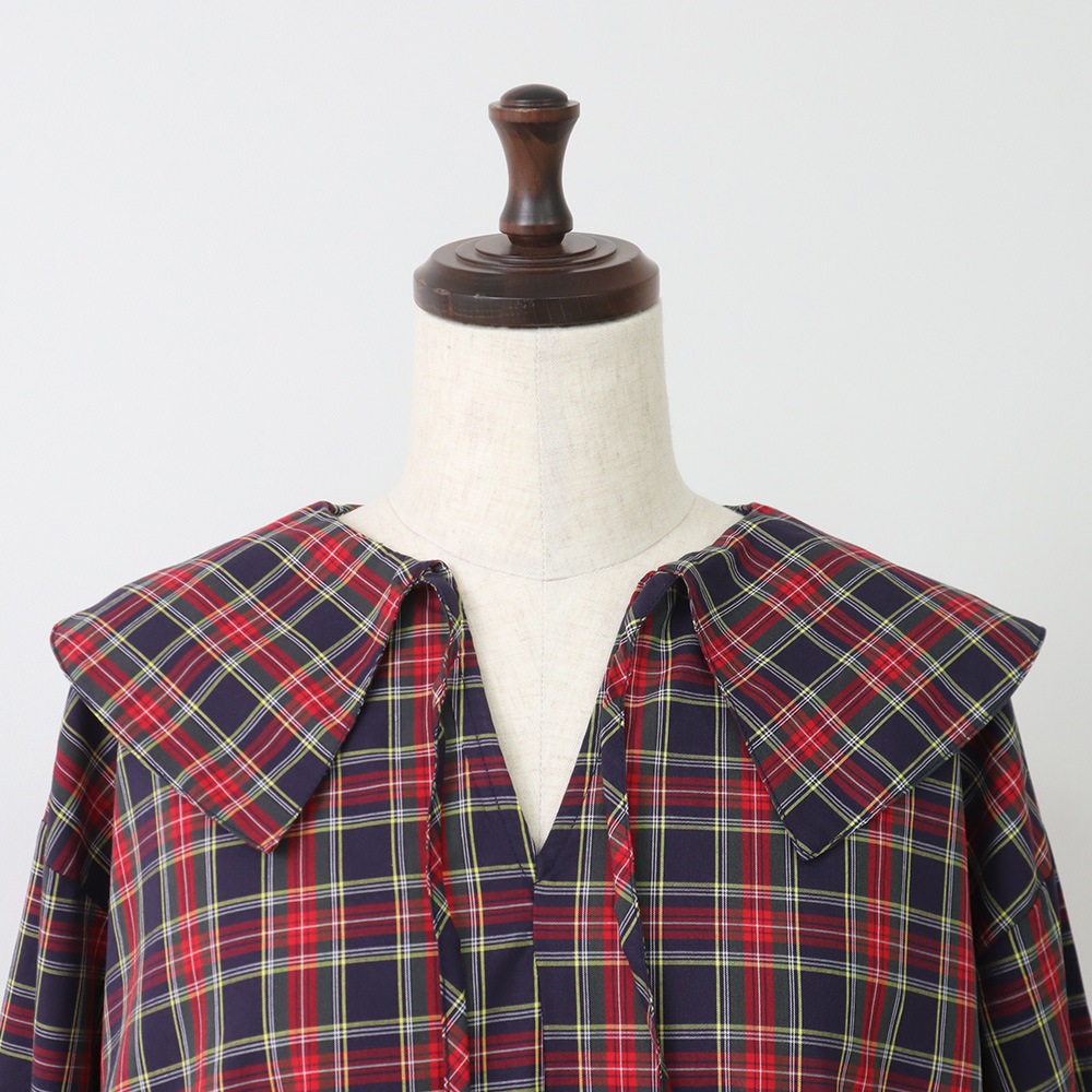 NARU(ナル) 40タータン スキッパーリボンブラウス 665830