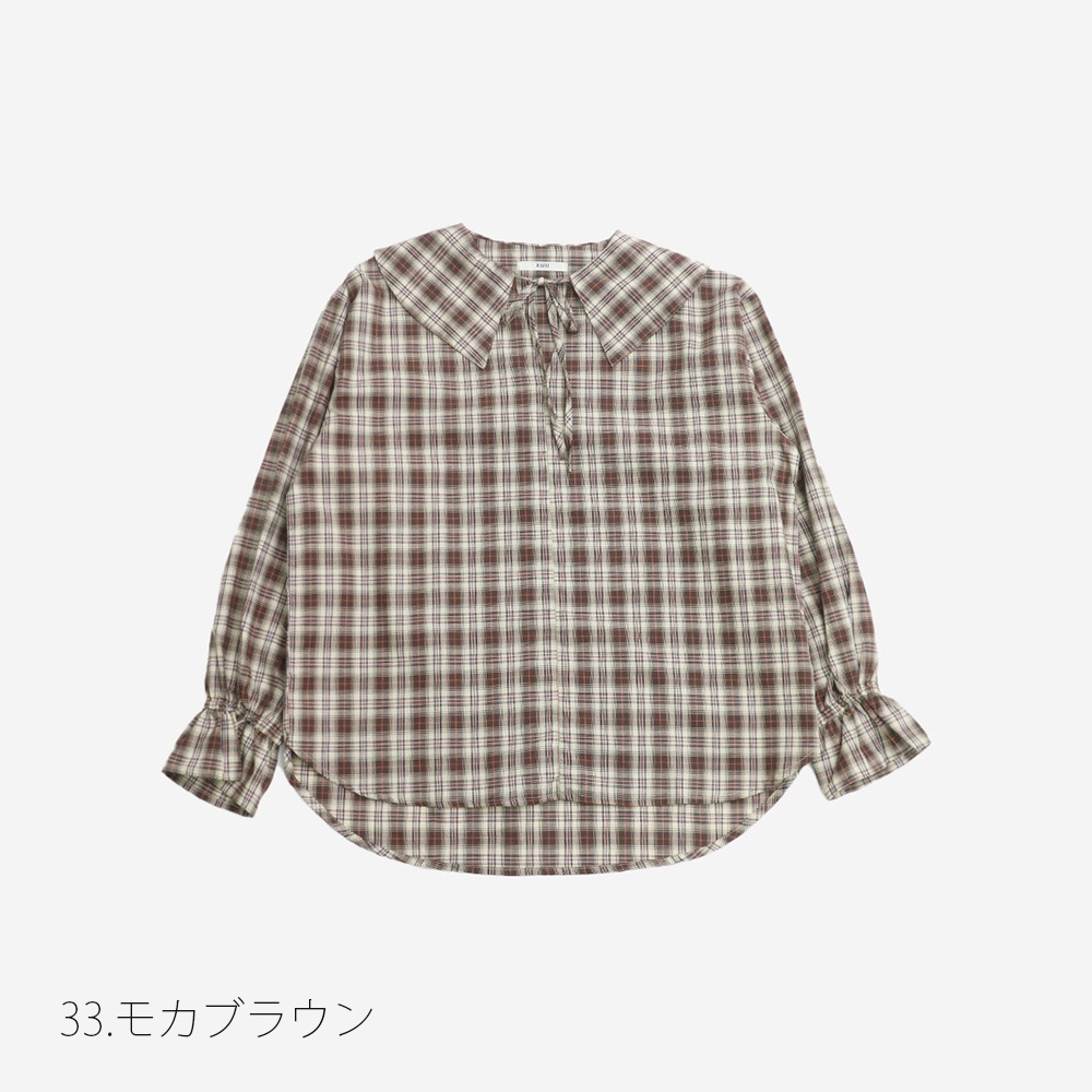 NARU(ナル) 40タータン スキッパーリボンブラウス 665830