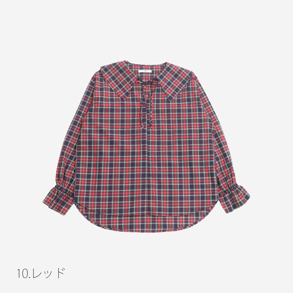 NARU(ナル) 40タータン スキッパーリボンブラウス 665830