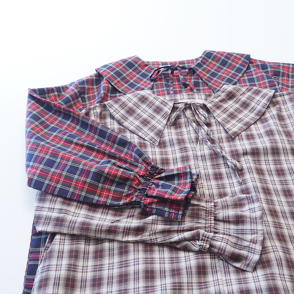 NARU(ナル) 40タータン スキッパーリボンブラウス 665830