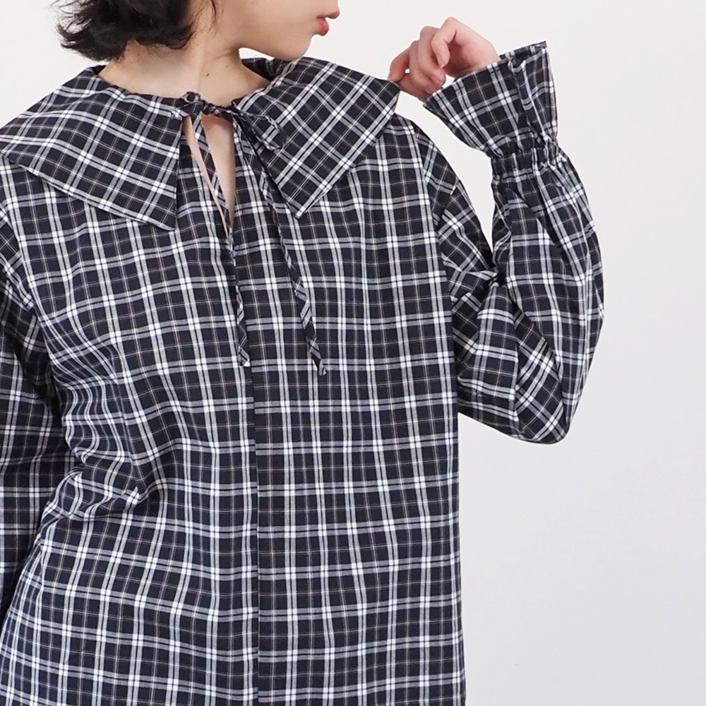 NARU(ナル) 40タータン スキッパーリボンブラウス 665830