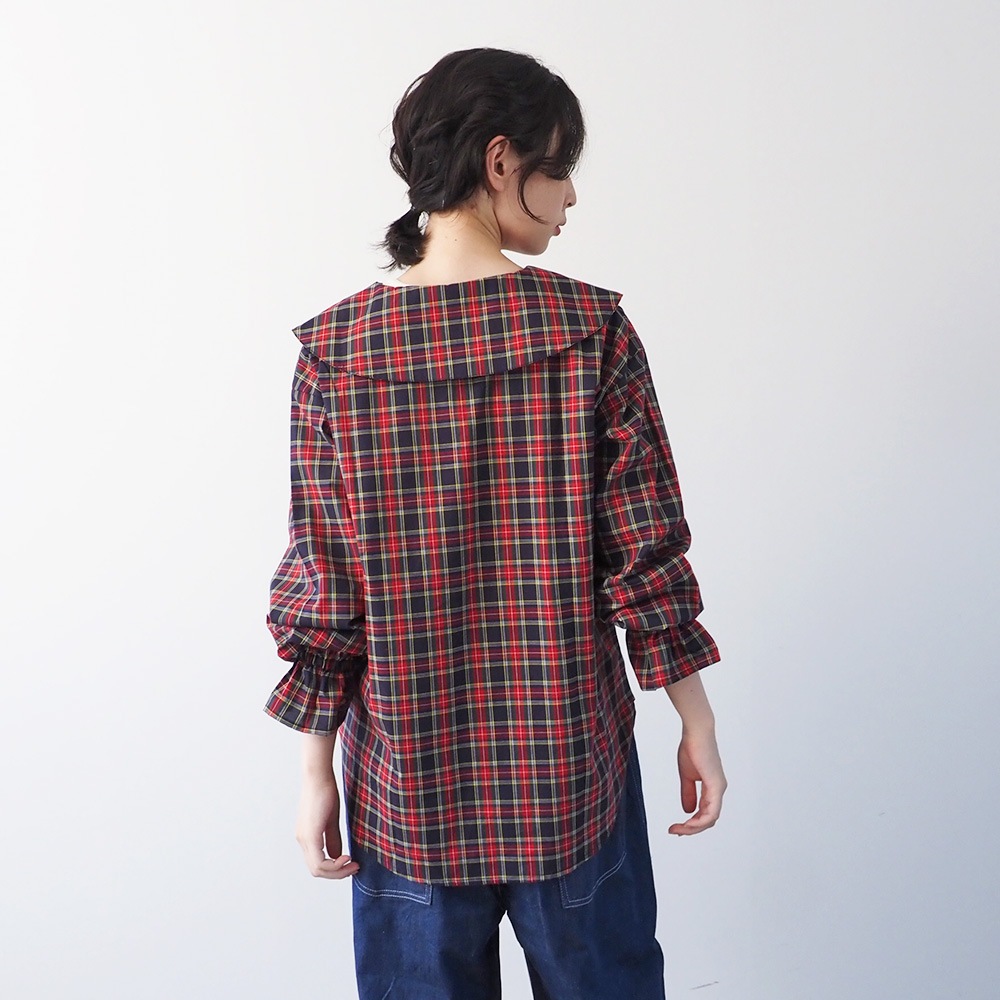 NARU(ナル) 40タータン スキッパーリボンブラウス 665830