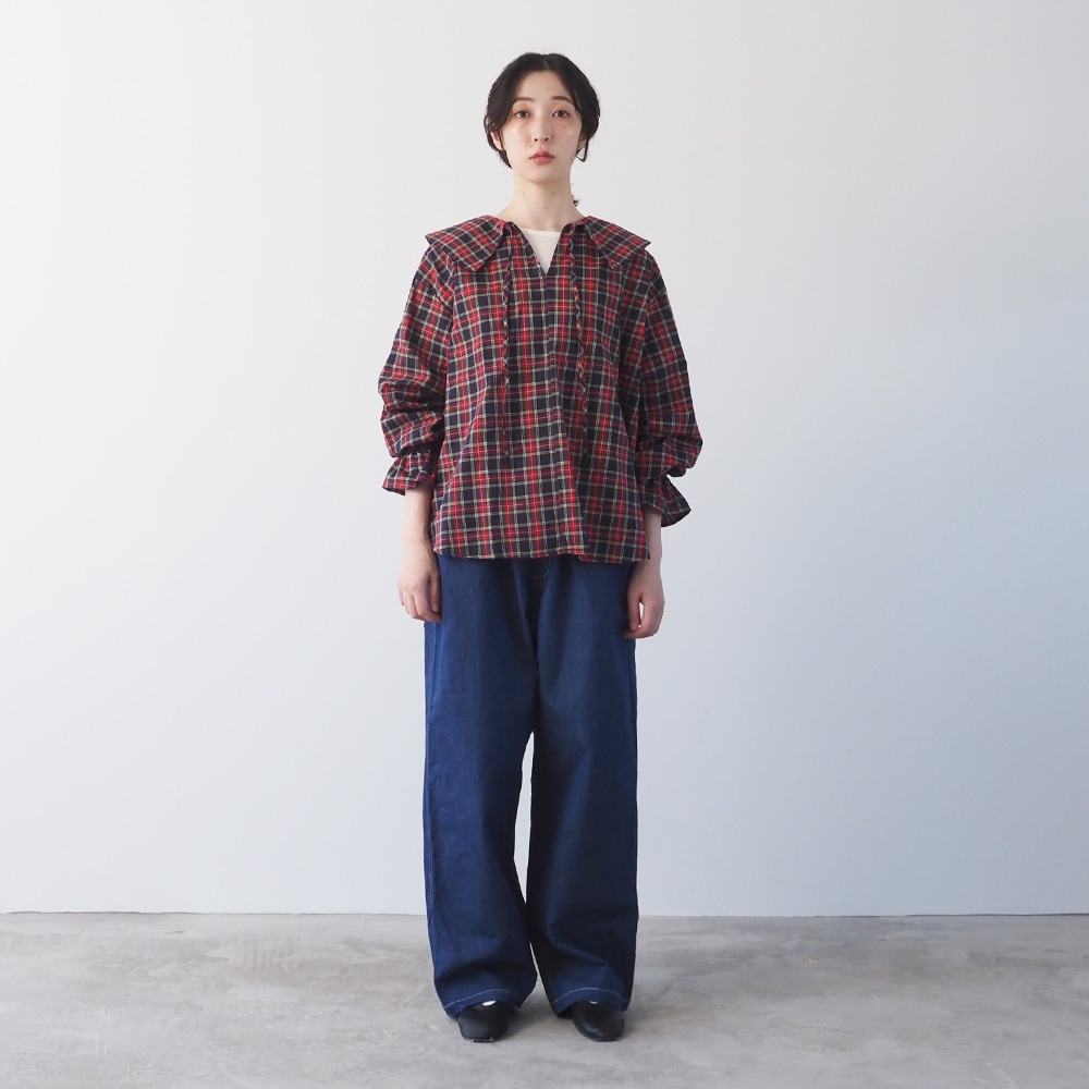 NARU(ナル) 40タータン スキッパーリボンブラウス 665830