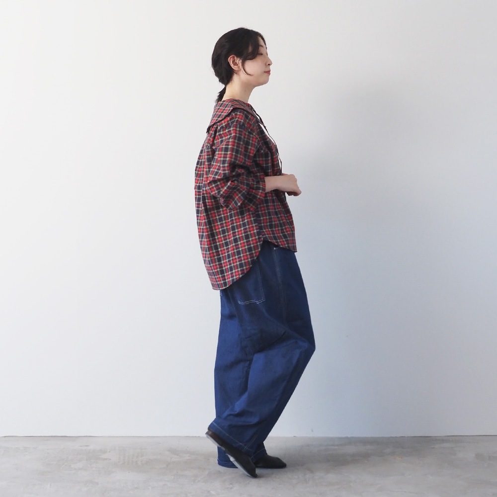 NARU(ナル) 40タータン スキッパーリボンブラウス 665830