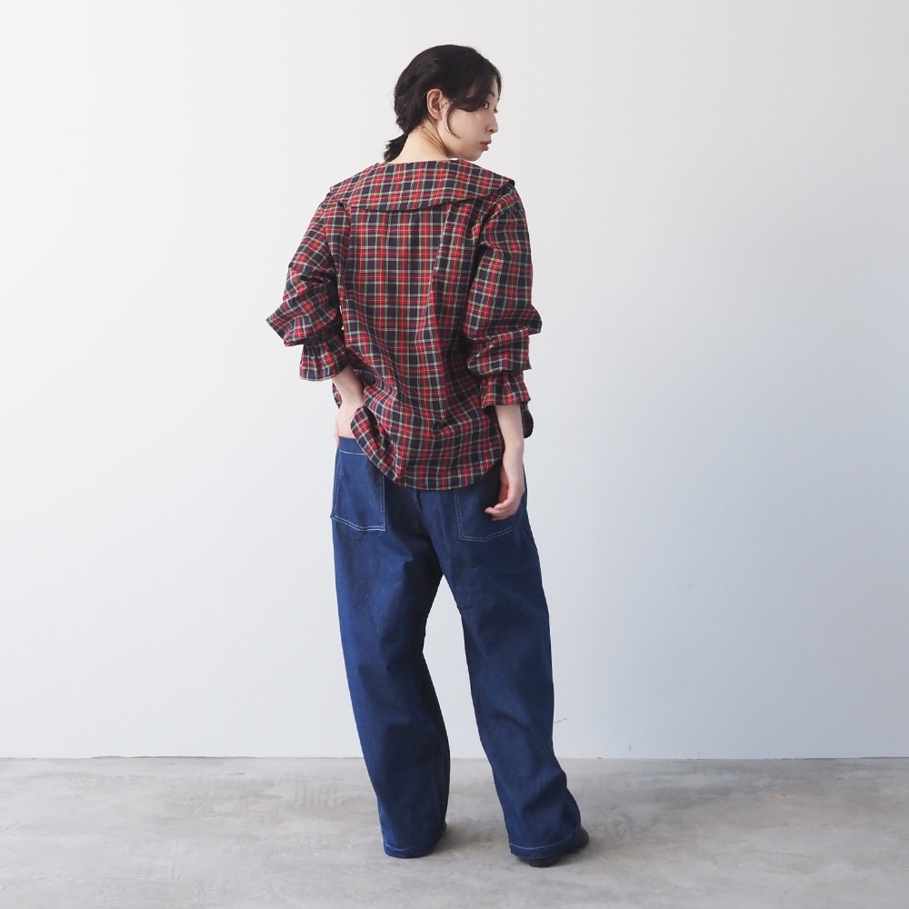 NARU(ナル) 40タータン スキッパーリボンブラウス 665830