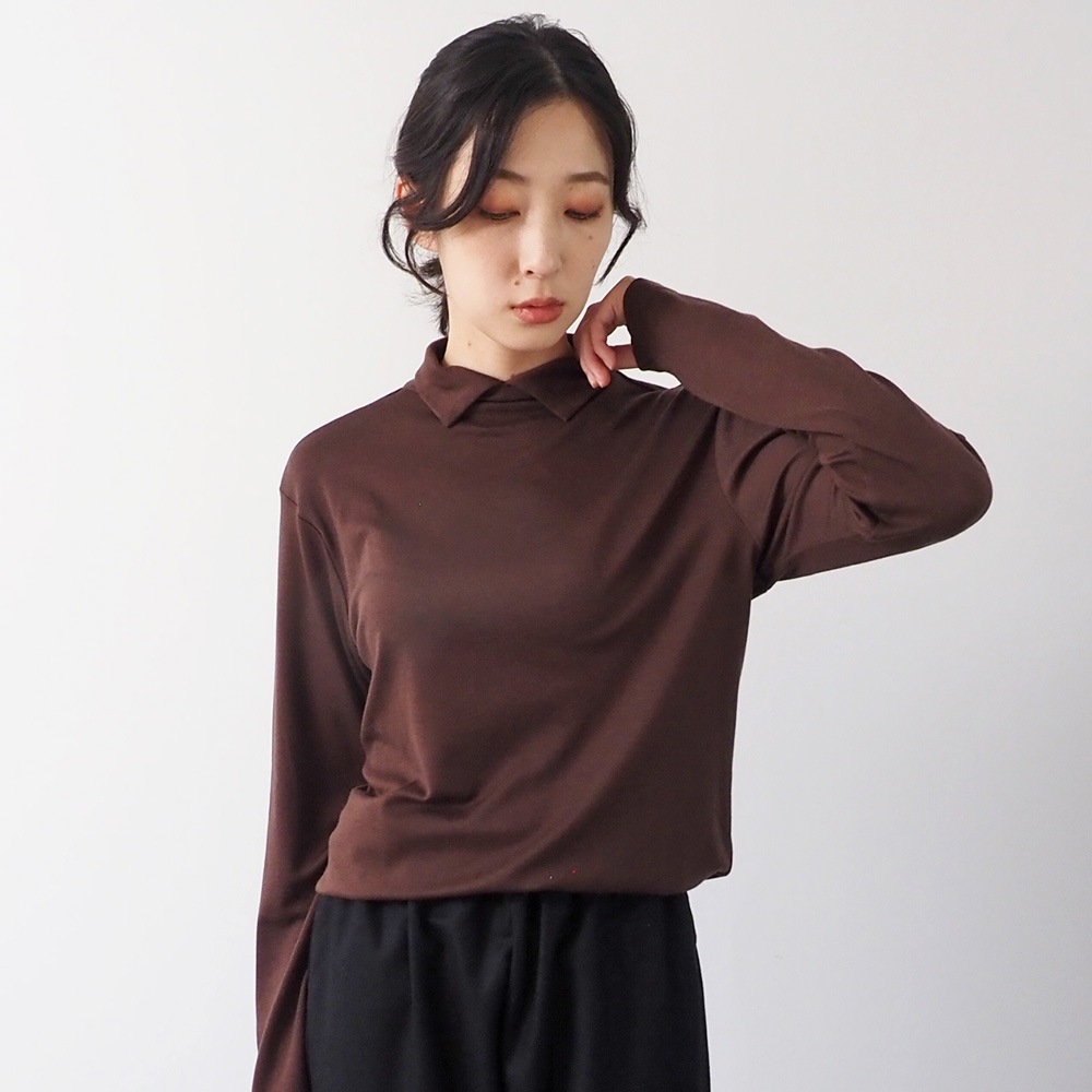 NARU(ナル) リヨセルハーフミラノリブ 衿付きPO(2WAY) 666201