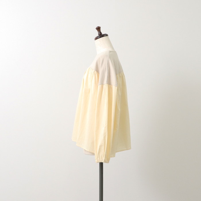 NARU(ナル) デラヴェ×キャンブリック 切替フレアギャザーシャツ 654206