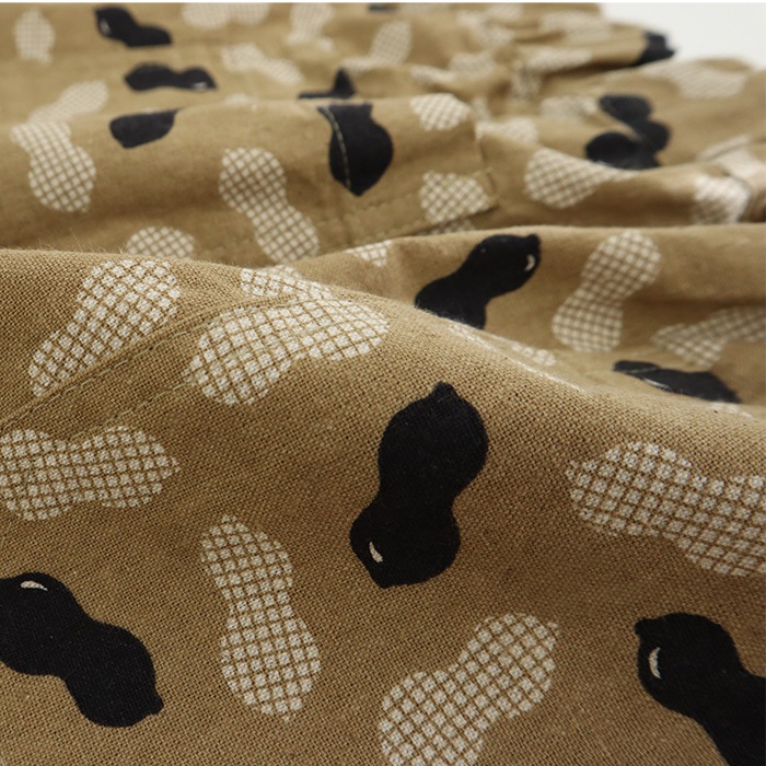 NARU(ナル) コットンリネンクロス ポップナッツプリント エッグパンツ 655810