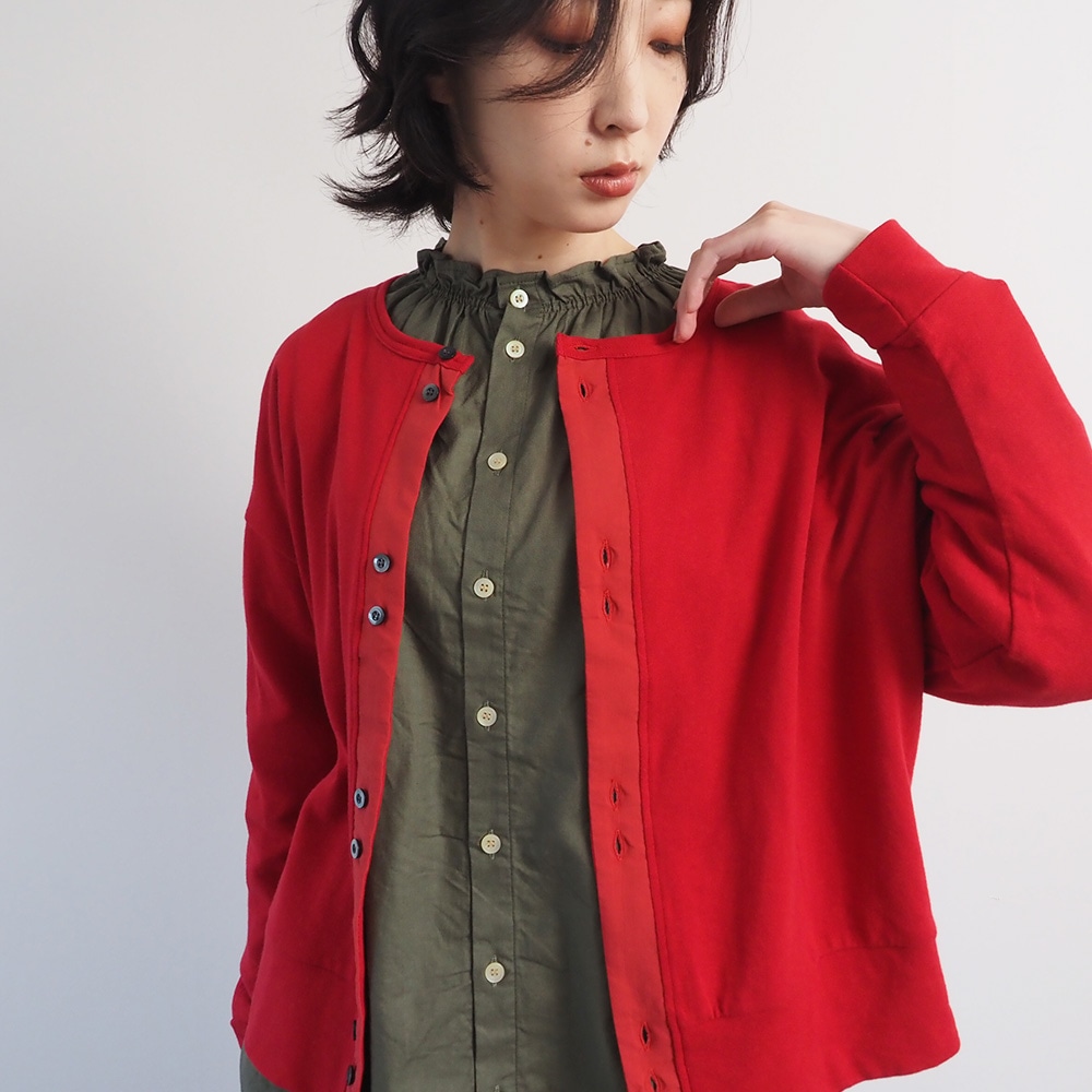 NARU(ナル) ガーゼ裏毛 クルーネックカーディガン 666011