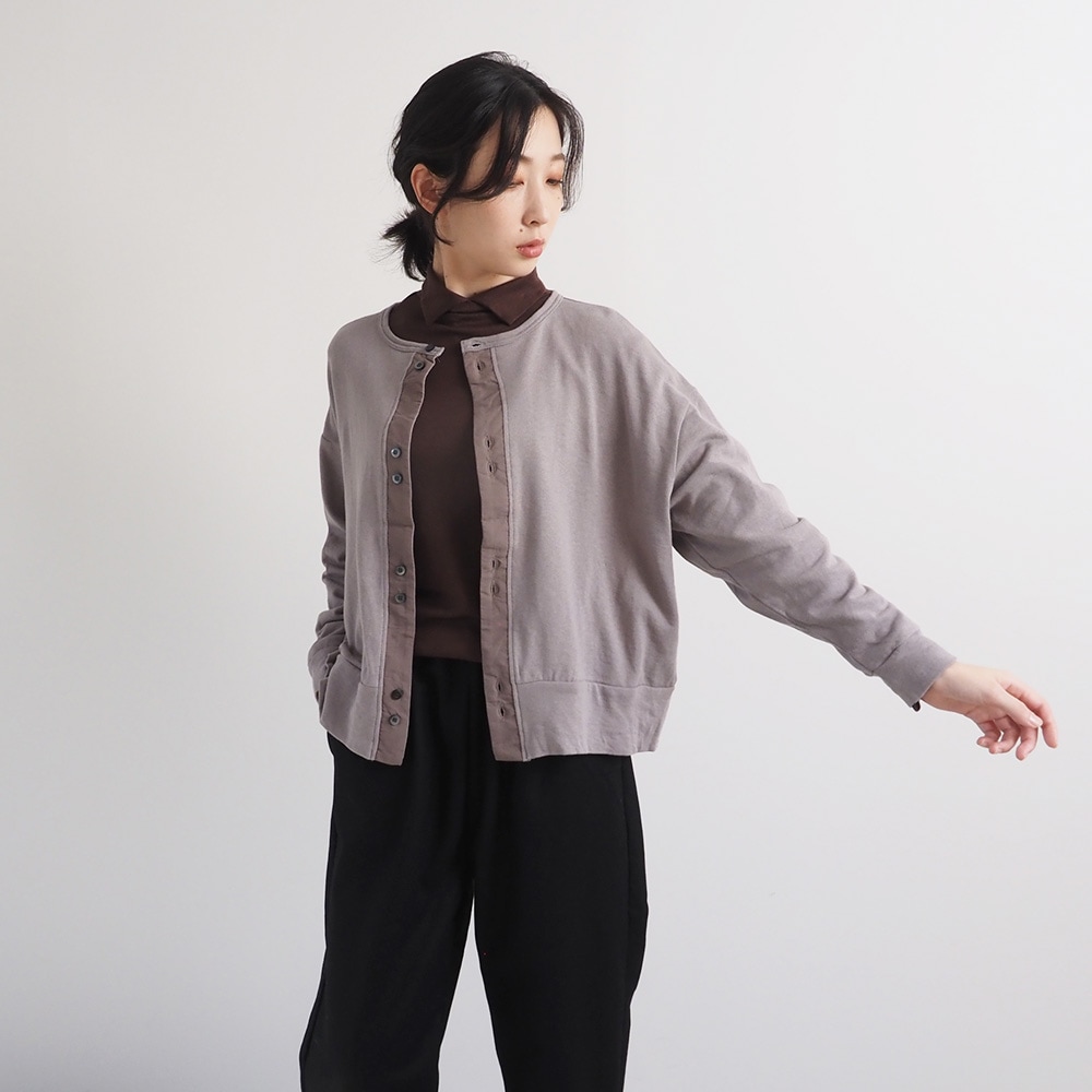 NARU(ナル) ガーゼ裏毛 クルーネックカーディガン 666011