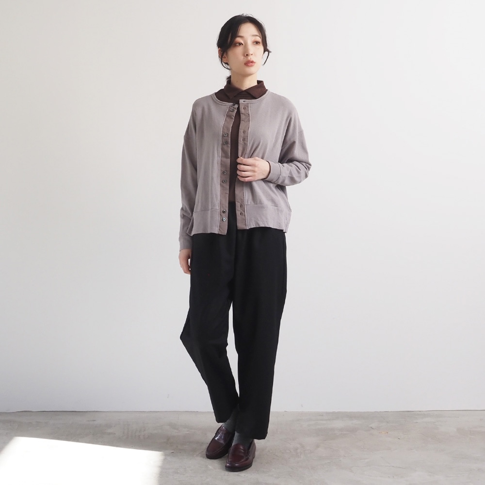 NARU(ナル) ガーゼ裏毛 クルーネックカーディガン 666011