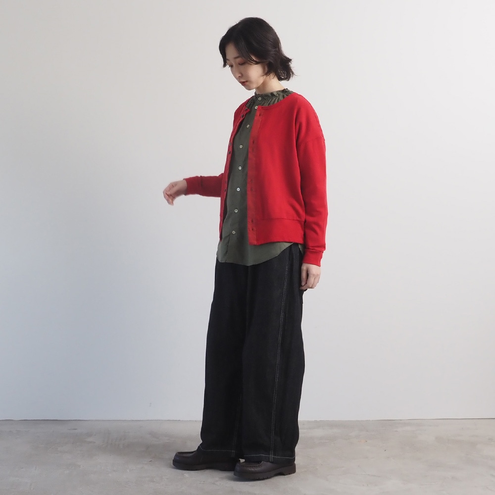 NARU(ナル) ガーゼ裏毛 クルーネックカーディガン 666011