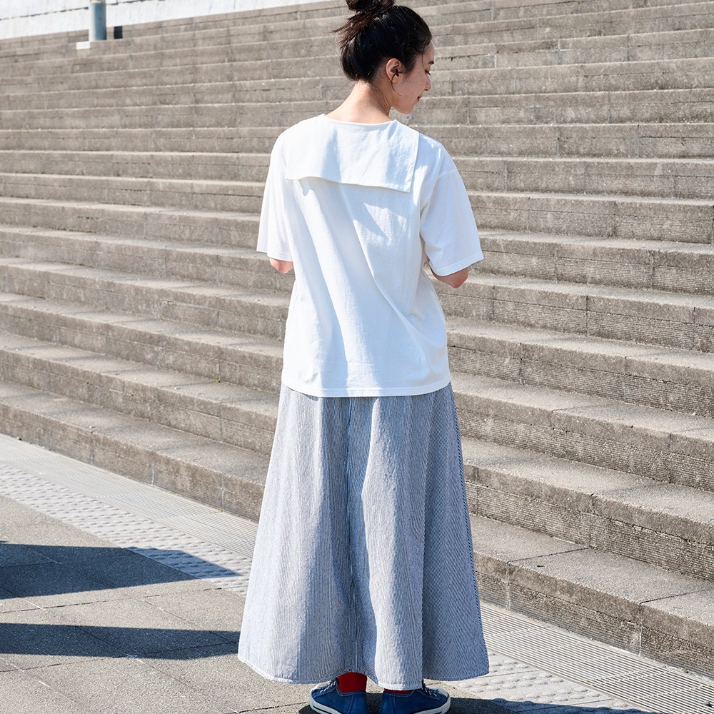 NARU(ナル) カラーヒッコリー ノッポスカート 671800