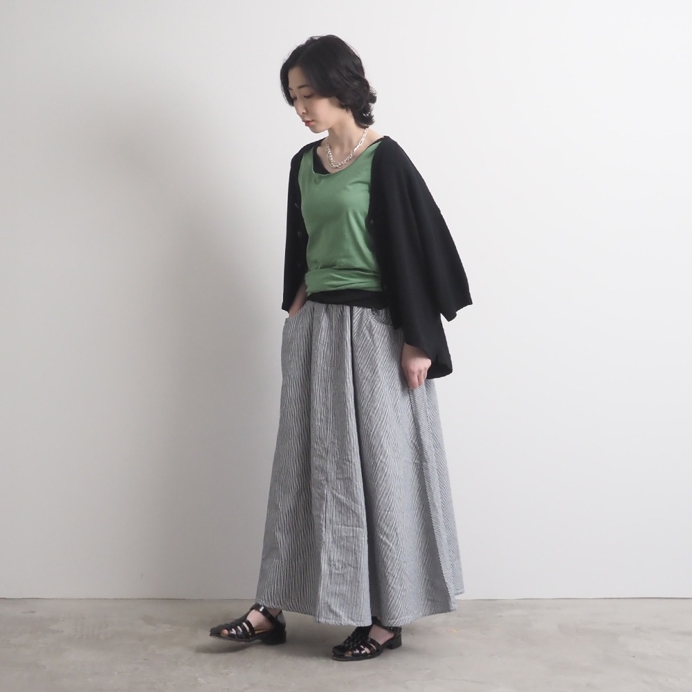 NARU(ナル) カラーヒッコリー ノッポスカート 671800