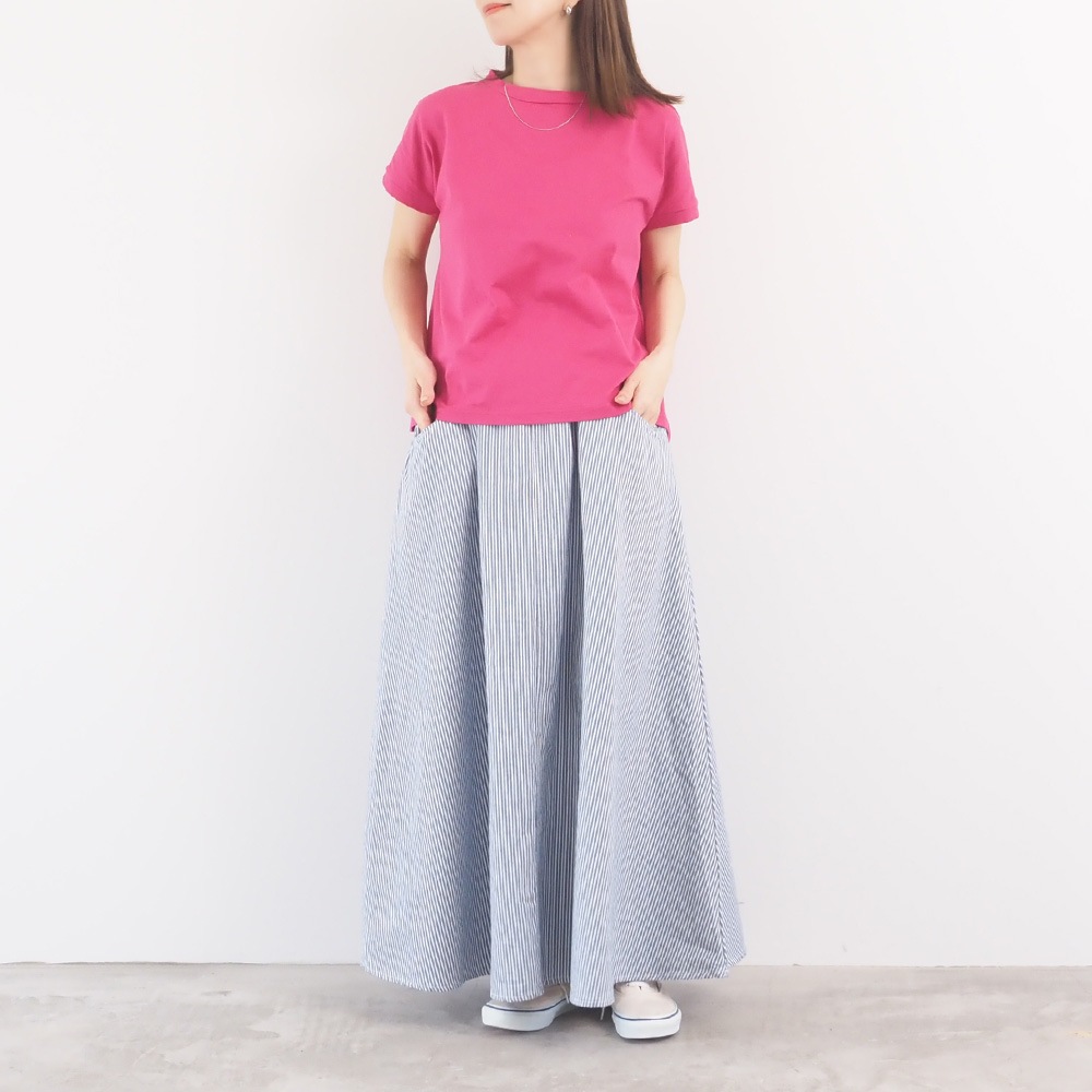 NARU(ナル) カラーヒッコリー ノッポスカート 671800