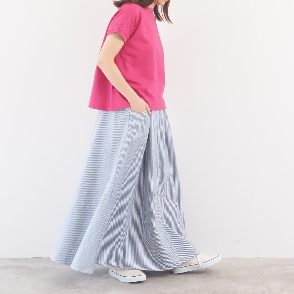 NARU(ナル) カラーヒッコリー ノッポスカート 671800