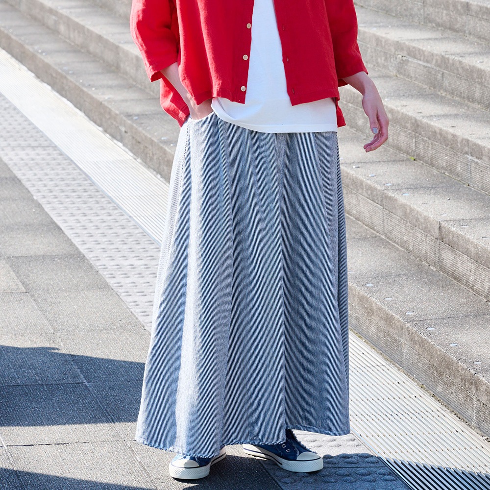 NARU(ナル) カラーヒッコリー ノッポスカート 671800