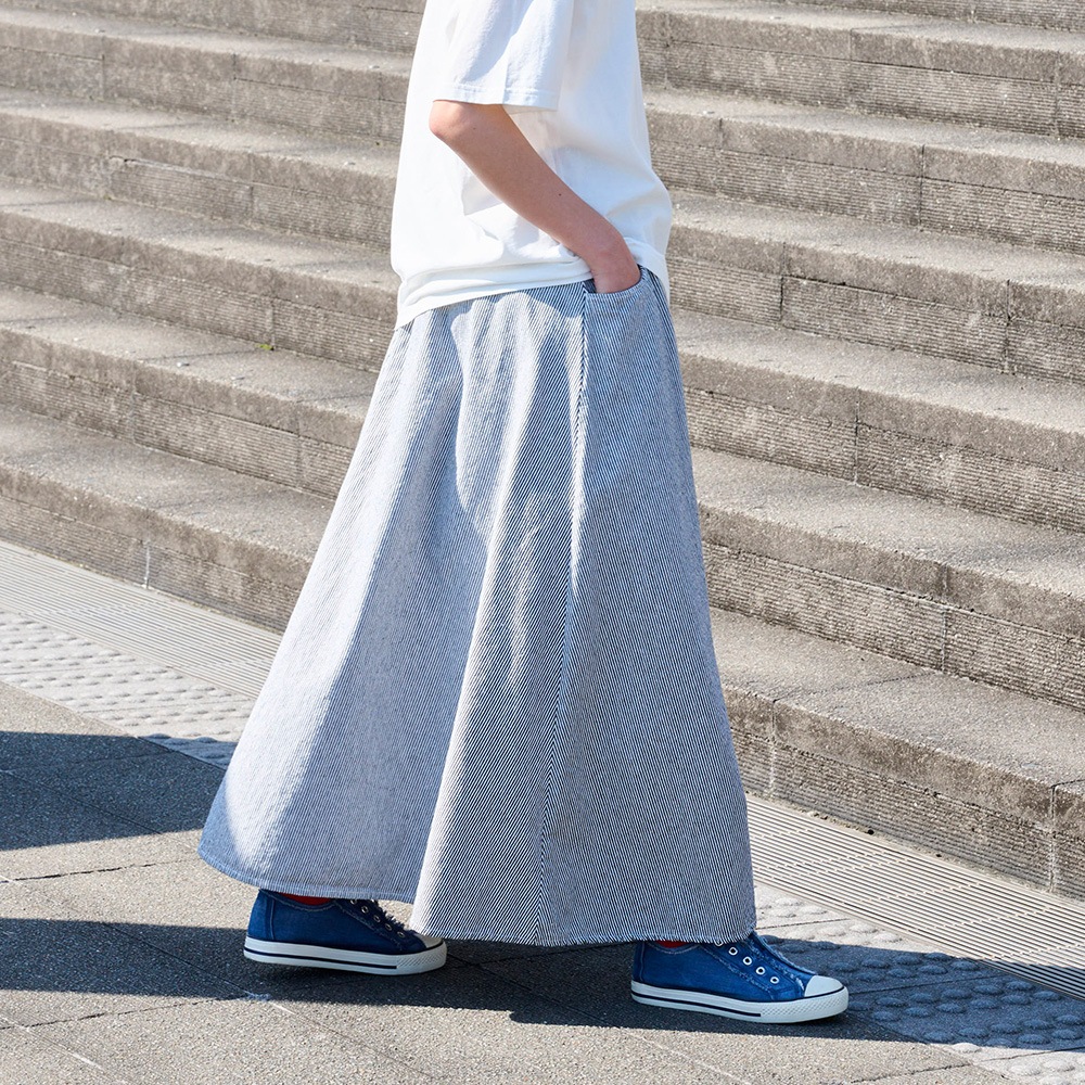 NARU(ナル) カラーヒッコリー ノッポスカート 671800