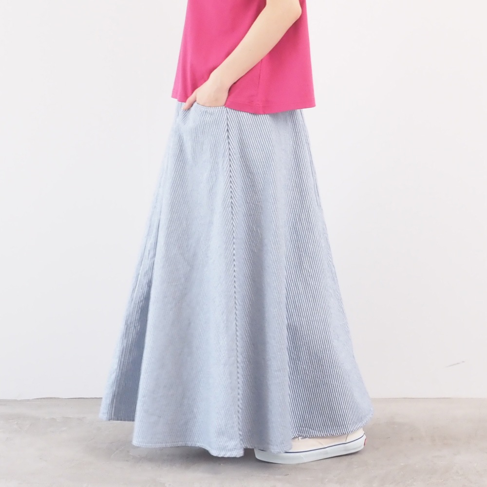 NARU(ナル) カラーヒッコリー ノッポスカート 671800