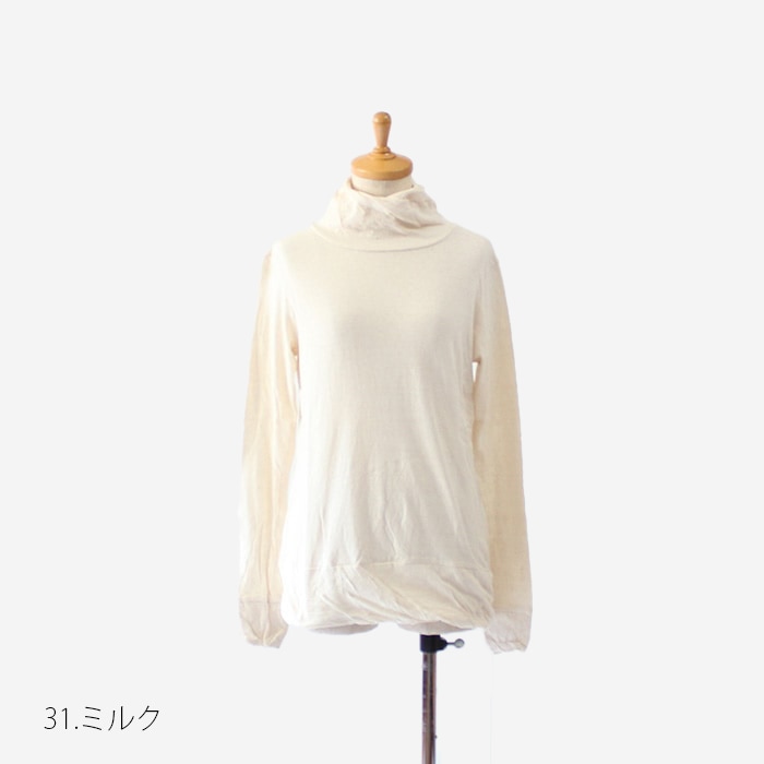 NARU(ナル) ムラ糸リサイクル天竺 裾ひねりタートルネック 646001BD