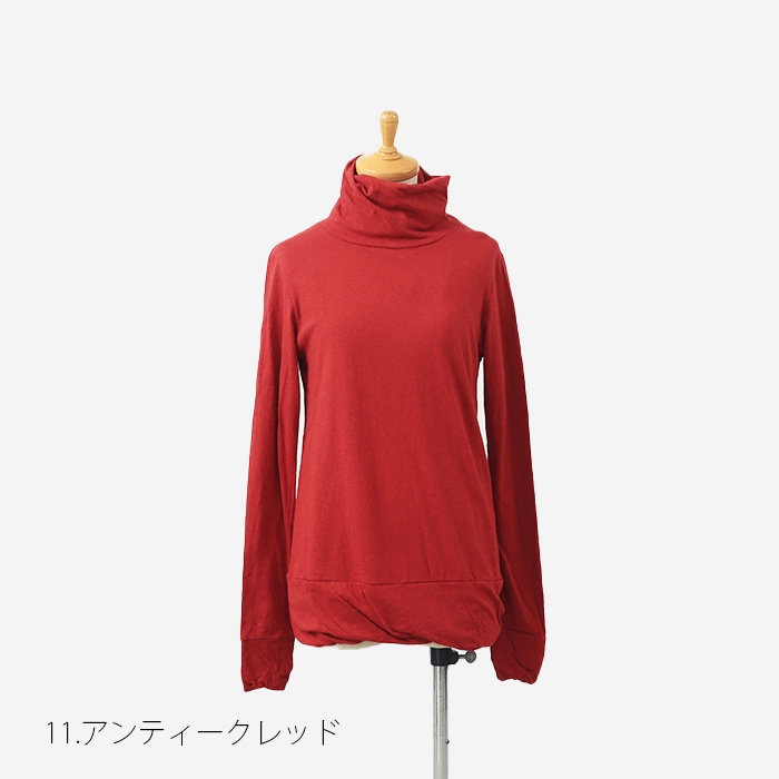 NARU(ナル) ムラ糸リサイクル天竺 裾ひねりタートルネック 646001BD