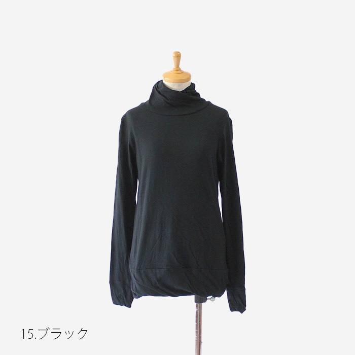 NARU(ナル) ムラ糸リサイクル天竺 裾ひねりタートルネック 646001BD