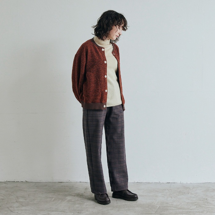 新品『Pringle』パンツ【M】ブラウン 茶　チェック　ゴルフ　日本製 NARU(ナル) モナルーチェチェック両起毛 ストレートパンツ 652916