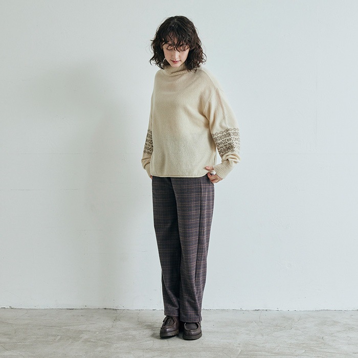 NARU(ナル) モナルーチェチェック両起毛 ストレートパンツ 652916