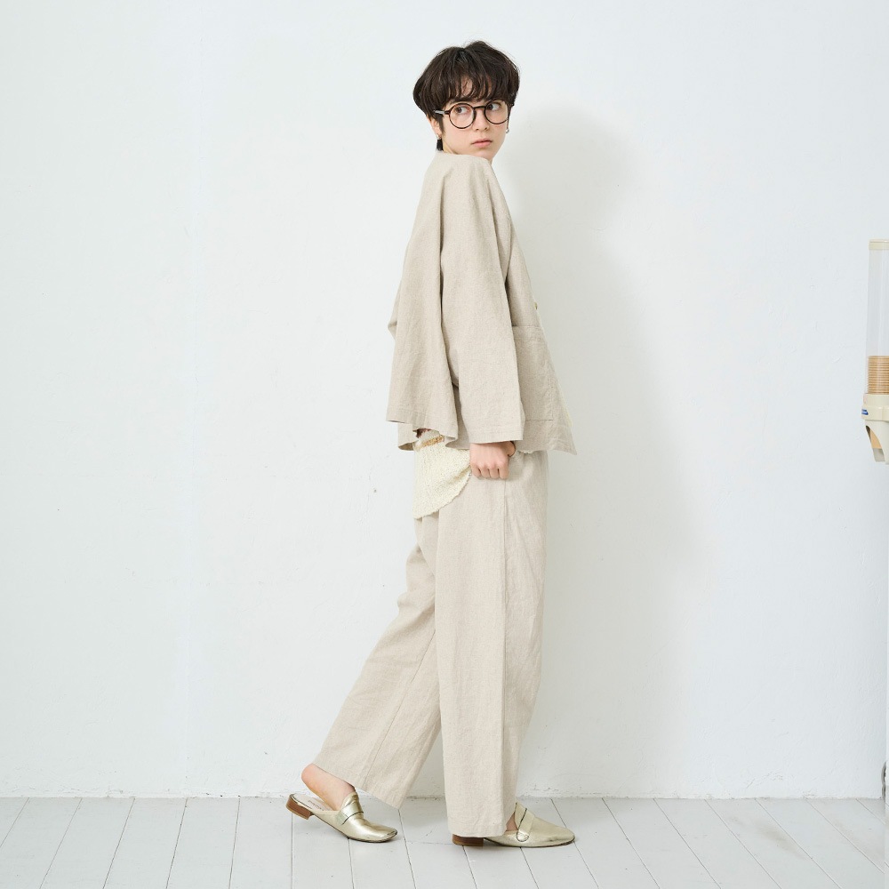 NARU(ナル) ソフトリネンコットンキャンバス ワイドスラックス 661817