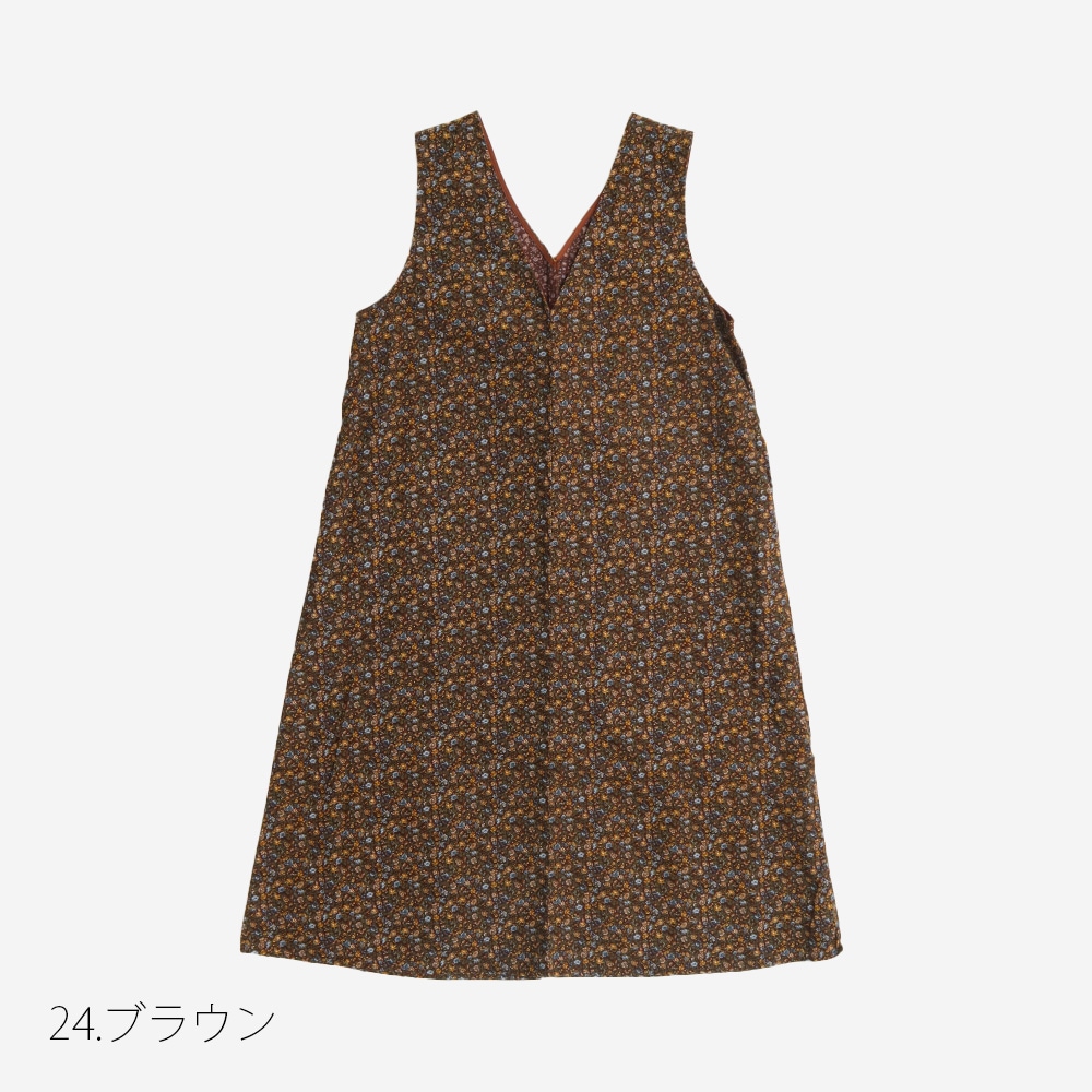 NARU(ナル) 21コーデュロイ小花柄 ジャンパースカート 666801