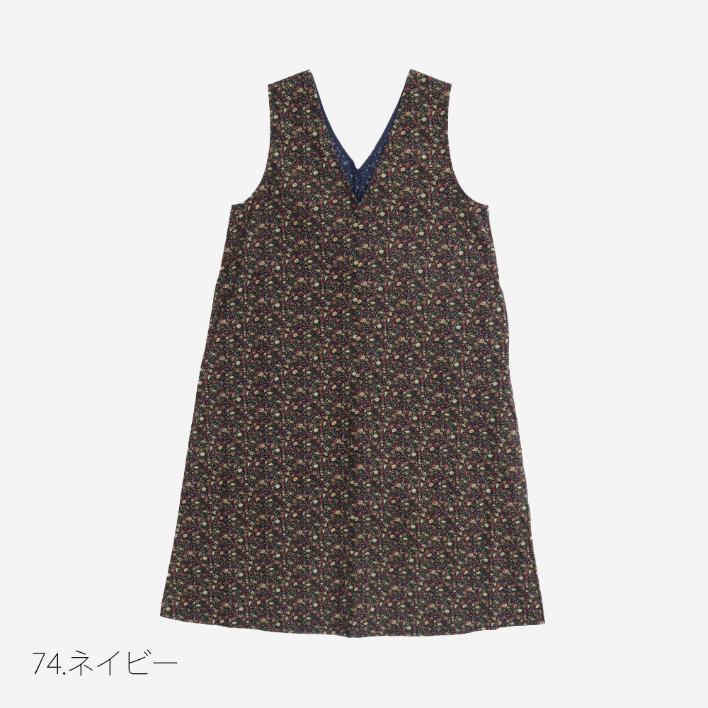 NARU(ナル) 21コーデュロイ小花柄 ジャンパースカート 666801