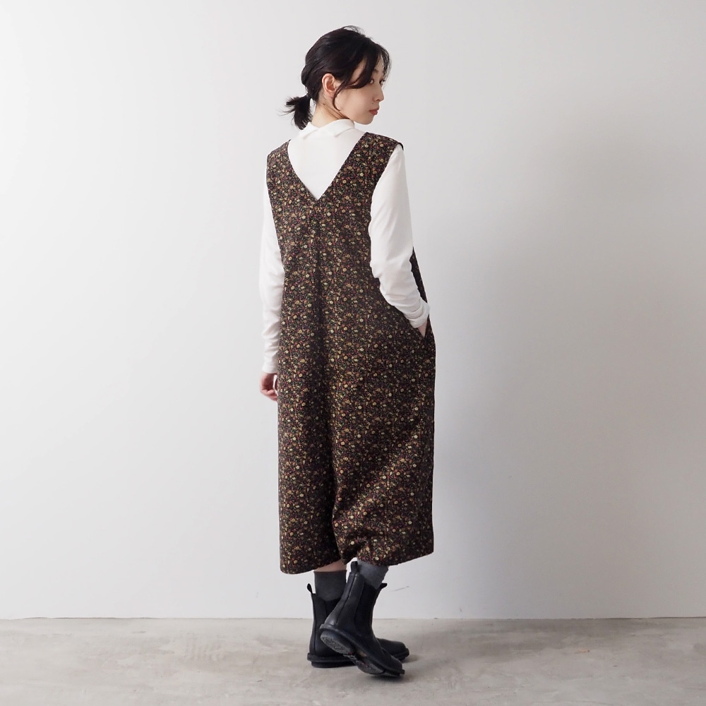 NARU(ナル) 21コーデュロイ小花柄 ジャンパースカート 666801