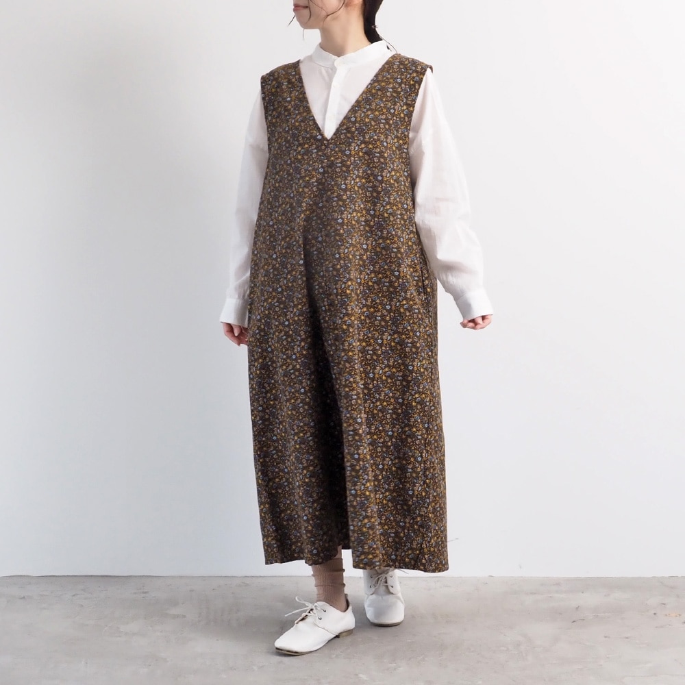 NARU(ナル) 21コーデュロイ小花柄 ジャンパースカート 666801