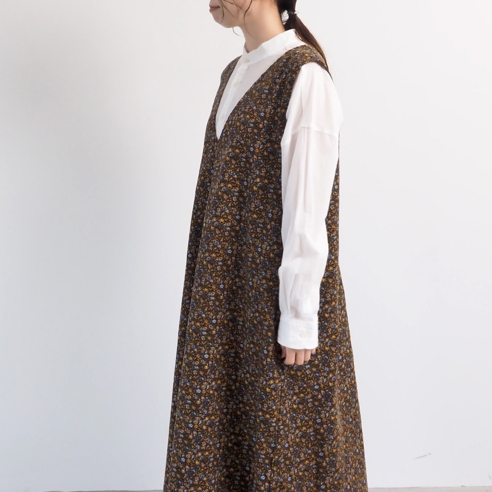 NARU(ナル) 21コーデュロイ小花柄 ジャンパースカート 666801