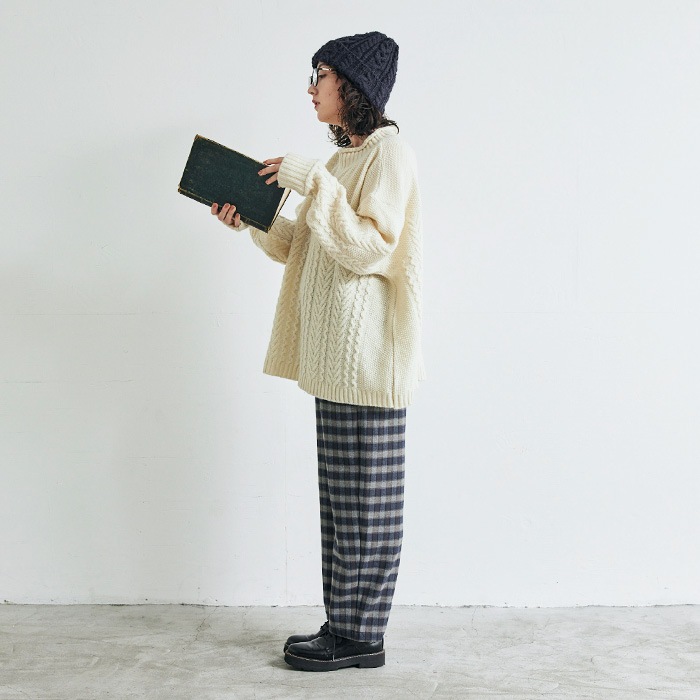 NARU(ナル) ラムウール アラン柄ハイネックニット 652705