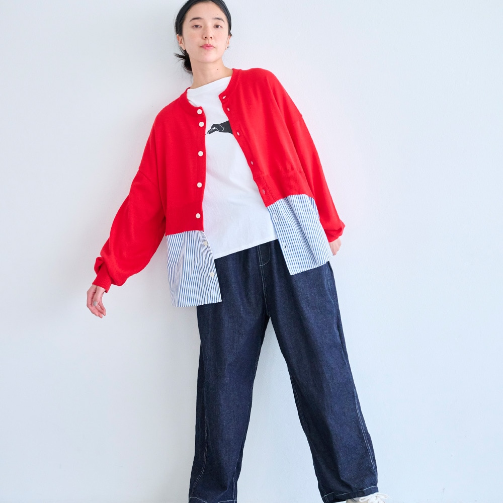 NARU(ナル) 綿レーヨンシルク コンビネーションカーディガン 670701